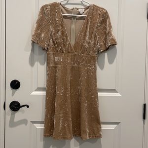 Lelis Brand Tan Crushed Velvet Dress‎